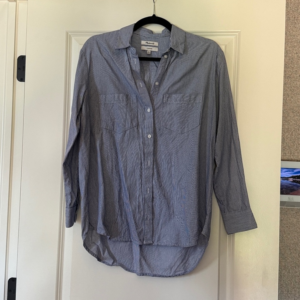 Madewell Striped Blue Oversized Shirt